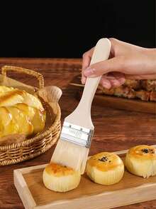 Small Wool Brush, Barbecue Oil Brush, Kitchen Pancake Brush, Oil And Sauce Brush, Baking Tool, Heat Resistant Household - White - View 3