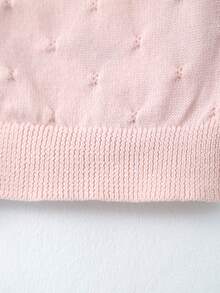 女童针织开衫，长袖，舒适，优雅纯色镂空图案设计，时尚可爱，别致百搭，适合春秋季、室内外穿着，亦可作为度假服饰。 - 粉色 - 查看 5