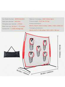 8 X 8 Ft Football Trainer Throwing Net, Training Throwing Target Practice Net With 5 Target Pockets, Knotless Net Includes Bow Frame And Portable Carry Case, Improve QB Throwing Accuracy, Red - Red - View 7