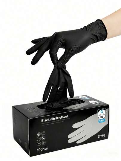 100/50只装一次性丁腈手套，耐用家用清洁手套，不含乳胶，防水防静电，多用途手套，适用于家庭清洁、厨房、浴室、家居用品、情人节、复活节、感恩节、母亲节、父亲节、厨房清洁、餐具清洗、杯子、盘子、托盘、壁画、墙绘、照片画、清洁、蜡烛和节日装饰。（袋装）