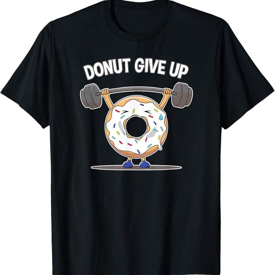 Camiseta divertida de entrenamiento de levantamiento de pesas con donuts y adicción a la comida - Negro 1 - Ver 1