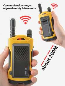 2个儿童对讲机玩具，无线通信互动户外教育玩具（不含电池，需顾客自备4节1.5V AAA电池） - 黃色 - 查看 3