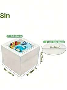 6pcs 10-Inch Cake Boxes, Size 10x10x8 Inch High, Disposable Carrier Containers With Lids, Bakery Boxes With Large Window, Suitable For Cupcakes, Pies, Pastries - Weddings, Birthdays, Parties - White - View 9