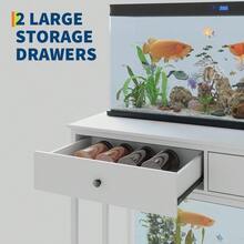 Soporte para acuario de 40 a 50 galones con marco de metal y cajones, mesa resistente para peceras, terrarios para tortugas y reptiles. - Blanco - Ver 4