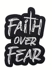 Patch Bordir "Faith Over Fear", Lencana Perbaikan DIY Tempel Setrika, Cocok untuk Pakaian, Tas, Sepatu, Topi, Dekorasi Rumah - beraneka warna - View 1