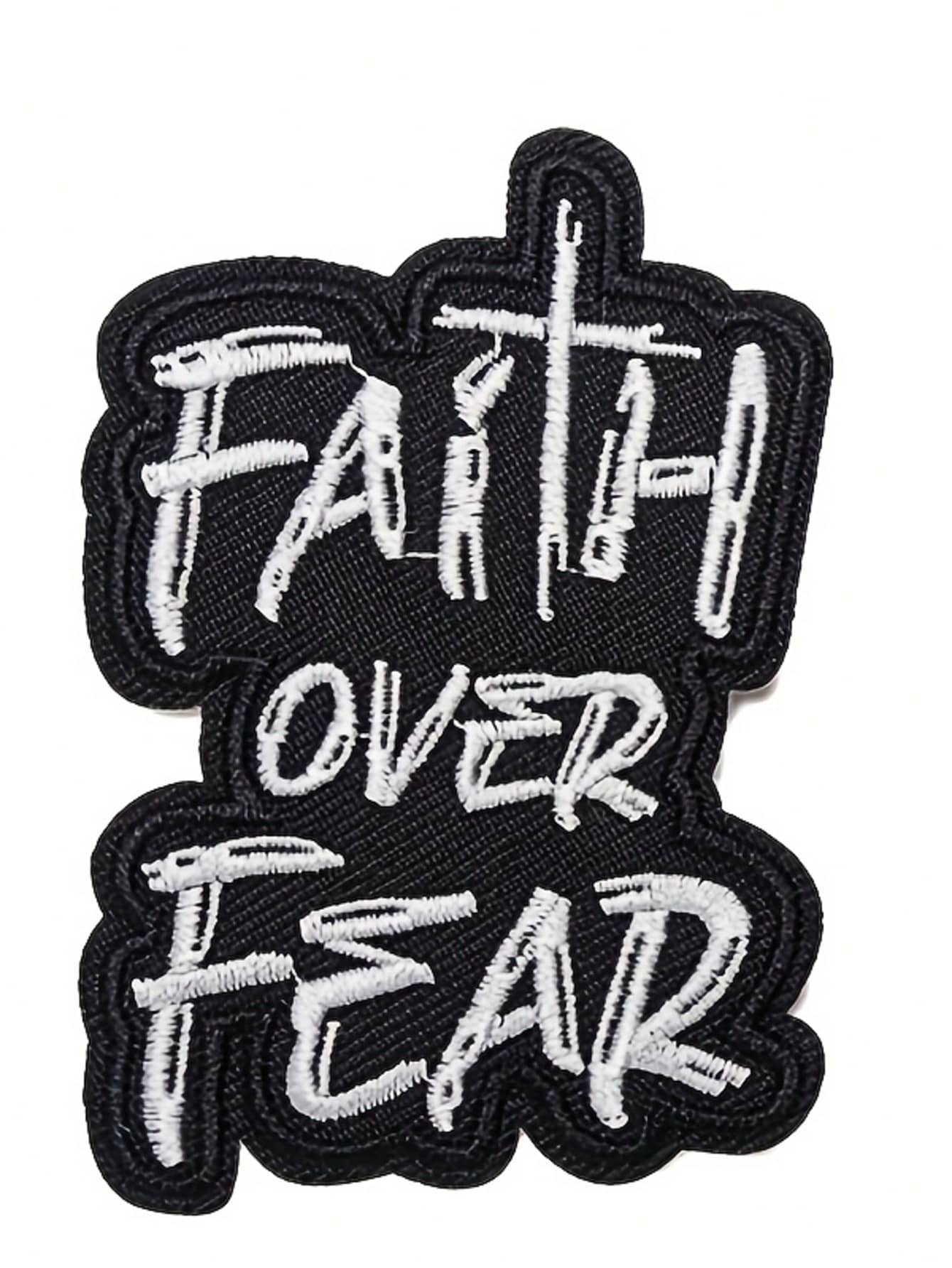 Faith Over Fear Embroidered Patch, Iron-On DIY Repair Badge Suitable For Clothing, Bags, Shoes, Hats, Home Decor - Multicolor - View 1