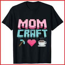 Feliz Día de la Madre Momcraft Mamá Gamer Camiseta de Algodón Negra S-5XL - Negro - Ver 2