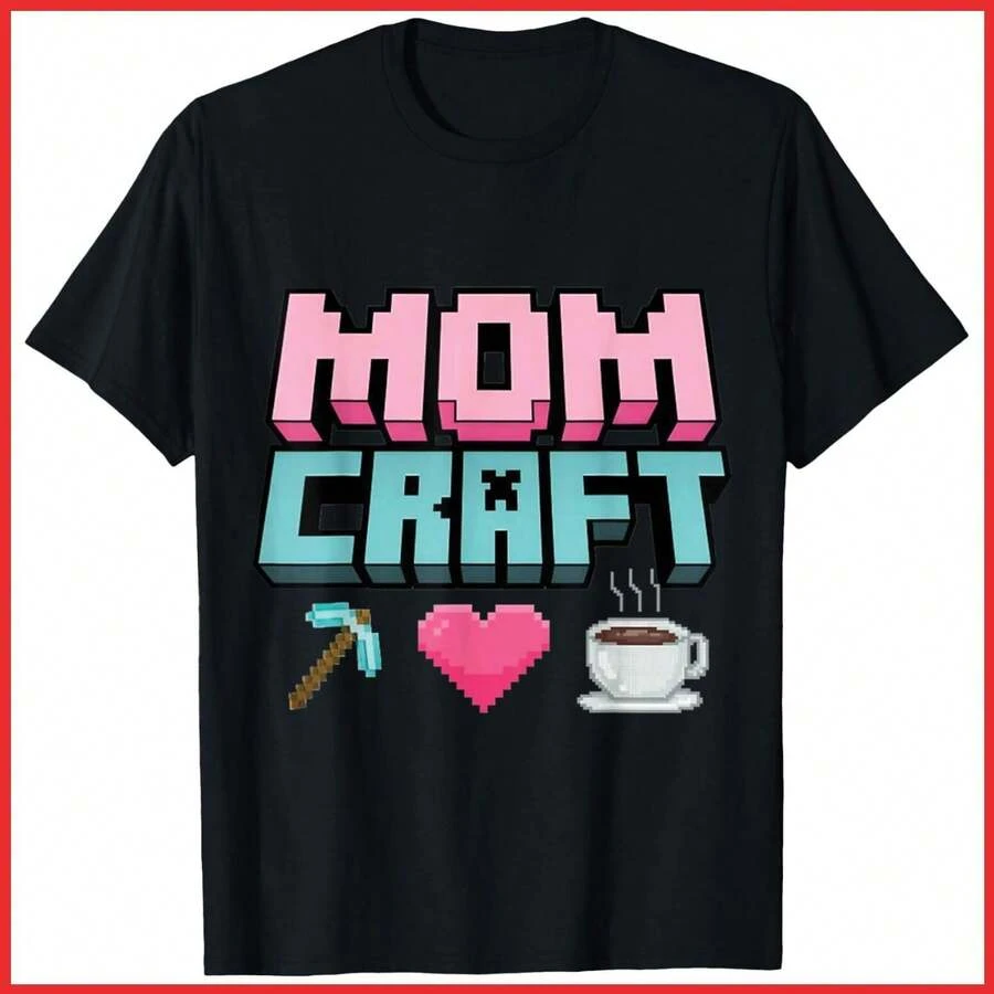 Feliz Día de la Madre Momcraft Mamá Gamer Camiseta de Algodón Negra S-5XL