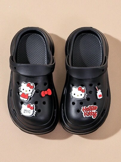 Hello Kitty Damskie klapki plażowe z kreskówkowym, uroczym wzorem i kryształkami, wiosna/lato