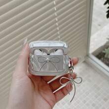 Bow-Knot Design Protective Case Compatible With Apple Bluetooth Earphones, Scratch-Resistant And Shock-Proof Case Compatible With Apple Bluetooth Wave Earphone Charging Case - Clear - View 13