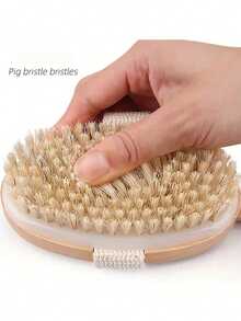 1支高品质长柄木质沐浴刷，天然刷毛，可拆卸背部按摩去角质刷，适用于干性肌肤去角质和身体按摩，可拆卸设计，符合人体工学，令肌肤光滑亮泽，无香型，无需电池 - 均碼 - 查看 6