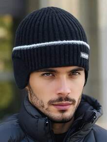 1pc Men's And Women's Outdoor Plus Velvet Thickened Knitted Hat, Winter Ear Protection Warm Hat - Multicolor - View 2