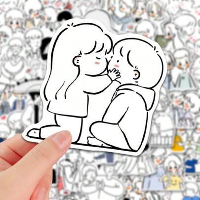 200张情侣极简主义绘画贴纸，防水装饰小贴纸，适用于DIY、手机壳、平板电脑、剪贴簿、学生涂鸦贴纸