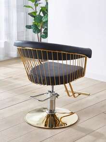 Sillon Para Peluqueria Barberia Negro Dorado - Dorado - Ver 4