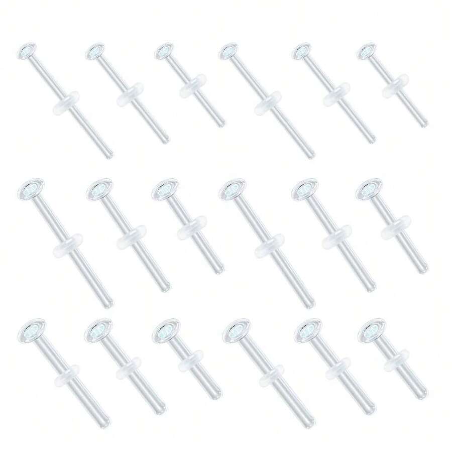 Giga 2件装 14G 耐热玻璃弧形肚脐耳软骨耳屏鼻环 Bioflex 穿孔固定器 身体饰品 低过敏性 - 2180直桿 - 查看 1