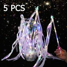 5/10pcs Colorful Wedding Wands, Ribbons, Valentine's Day, 3 Color Flashing Functions, Glowing LED Silk Fairy Wands, Lace Wands With Bells, Suitable For Wedding Reception, Graduation Ceremony, New Year's Eve, Birthday Party (Colorful Light) - Fairy Wand - View 15