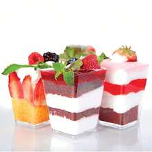 1/10/20pcs Transparent Square Mousse Cups, Plastic Dessert Cups For Cake, Ice Cream, Pudding, Birthday, Wedding, Party Decor - Multicolor - View 9