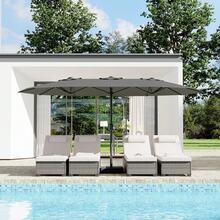 Sombrilla Rectangular de 15 pies con Base incluida, Paraguas Grande de Patio con manivela, protección UV para Mercado al Aire última intervensión, Patio Trasero, Piscina, Color Burdeos - gris - Ver 6