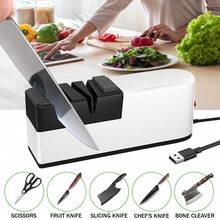 Portable Electric Knife Sharpener For Home Portable Kitchen Automatic Sharpening Knife Scissors Multi Functional Small Sharpening Machine USB Power Supply - White - View 5