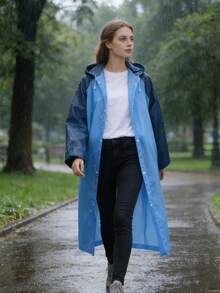 男女通用撞色雨衣，长款便携带帽PEVA雨衣，防水易携。适合雨天（雨季）、户外活动、漂流、旅行、母亲节礼物、卧室装饰、花园、厨房装饰、夏季、海滩、旅行必备、房间装饰、软萌可爱、毕业季等场合。 - 多款 - 查看 3