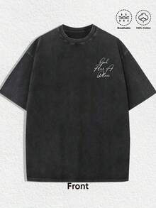 1 PCS Retro Distressed Aesthetics Front Left Chest White Cursive "God Has A Plan" Typography & Back "JEREMIAH 29:11" Label + Large Camo Texture "GOD HAS A PLAN" Typography (With Overlaid White Cursive "God Has A Plan") + Jeremiah 29:11 Biblical Scripture Text Black T-Shirt, 100% Cotton Breathable Unisex Oversized Short Sleeve Tee, Spring/Summer/Fall/Winter All-Season Wear, Christmas Casual Gatherings, Hunting Day Casual Outings, Street Style Hangouts, Faith Fellowship & Worship Meetups, Camo & Religious Fashion Events, Friend Leisure Outings, Daily Urban Fashion Wear, Youthful Fashionable Faith Camo Street Style, Excellent Gifts For Friends & Family - 黑色 - 查看 2