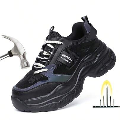 女士徒步靴，厚底时尚安全靴，适合日常穿着、户外徒步、工业建筑、四季工作靴