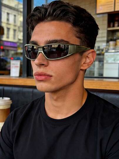 Retro Y2K-stil med små bågar för män i plast, modern streetwear-stil för vardagsbruk