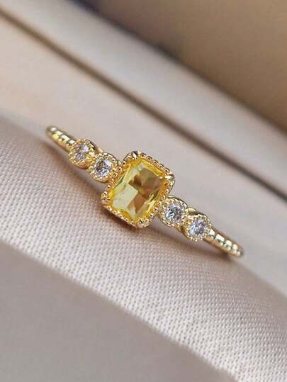 1 Pc Classical Cubic Zirconia Ring For Women For Wedding Engagement Anniversary Party Band Jewelry Valentine's Day Gift