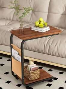 Decorative Sofa Side Table / 2 Styles Available Multifunctional Side Table / Movable Tea Table With Wheels / Living Room Sofa Side Table Bedroom Nightstand (Random Color) - Multicolor - View 4