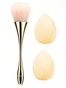 3 件美妆工具，1 支大号蓬松化妆刷，采用柔软的古铜色涂料，用于遮盖松散的混合抛光指甲粉底，或用作指甲除尘刷；另加 2 个大号专业化妆海绵，不含乳胶，无瑕柔软，适用于粉状、液状和面部彩妆工具。 - 彩色 - 查看 6