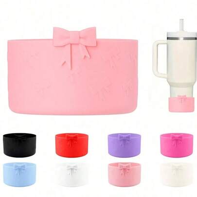 Bow Protective Silicone Boot,Compatible With Stanley Cup 20/30/40Oz,For Hydroflask Boot 12-24Oz,More Bottles With 2.95in Bottom,For Boot For Cup Accessories (Blue), Back To School Supplies