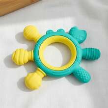 ETETOO Silicone Baby Teether, Dual-Color Crab Sensory Toy For Gum Relief, Soft Textured Chew Toy For Infant Toddler Gift, 3-12 Months - Multicolor - View 10