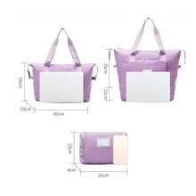 Bolsa de almacenamiento de viaje, tela Oxford impermeable portátil de gran capacidad para transporte de viajes de negocios - Púrpura malva - Ver 8