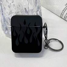 Flame Design Protective Case Compatible With Apple Bluetooth Earphones, Shockproof & Scratch-Resistant Case Compatible With Apple Bluetooth Wave Earphone Charging Case - Black - View 5