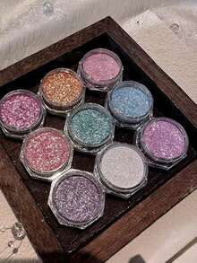 1包白色雪花海盐水晶钻石粉，超细闪亮糖粉美甲粉，DIY雪花美甲，Y2K美甲，法式美甲，美甲用品，婚礼季，情人节 - 亮橙色 - 查看 3