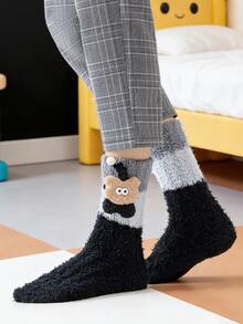 4双男女通用趣味卡通时尚眼镜帽图案加厚保暖袜，适合居家、办公、度假、送礼。 - 彩色 - 查看 11