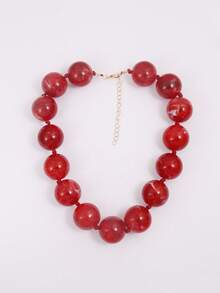 1pc Bohemian Style Resin Cloud Effect Geometric Round Beaded Handmade Necklace, Gift & Daily Wear For Women - Hand-beaded Resin Necklace - View 16