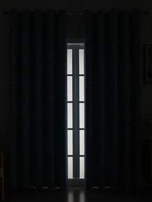 1pc Blackout Curtain, Room Darkening Curtain For Children, Suitable For Bedroom, Thermal Insulated Silver Star Pattern Blackout Curtain For Living Room, Navy Blue, Gray, Navy Blue, Pink, Blue, Adorable Kids Room Curtain - Sky Blue - View 3