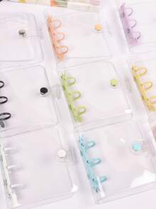 A8 Transparent PVC Cover 3-Ring Binder, Student Loose Leaf Notebook, Photo Album - Multicolor - View 2