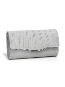 Shiny Evening Clutch Bag, Elegant Fashion Envelope Bag, Ladies Wedding Party Handbag - Silver - View 4