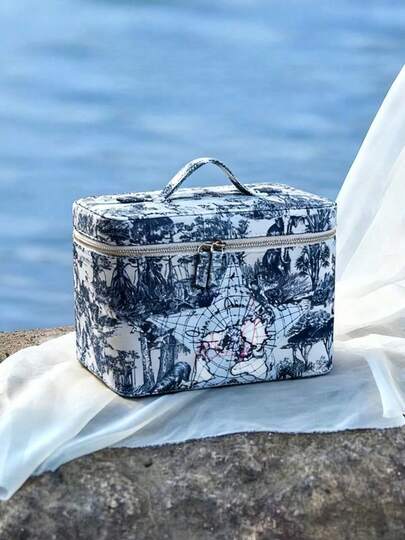 Dior Fashionable Global Travel Canvas Wash Bag, Limited Edition Large Capacity Makeup Storage Bag With Mirror, Essential For Weekend Short Trips, Travel, Business Trips, And Daily Commuting, High-End Women's Cosmetics Storage, Luxurious Gift Inspiration, For Girlfriends' Birthday Gifts