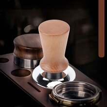 Stainless Steel Coffee Tamper With Solid Wood Handle - 51mm Flat Bottom Pressing Tool For Home And Cafes - Apricot - View 3