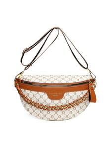 2pcs Set Embossed Waist Bag & Chest Bag, Fashion Chinese Style Handbags, Large Capacity - White - View 4