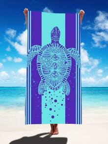 Sea Turtle Pattern Beach Towel. - Image Color - View 1