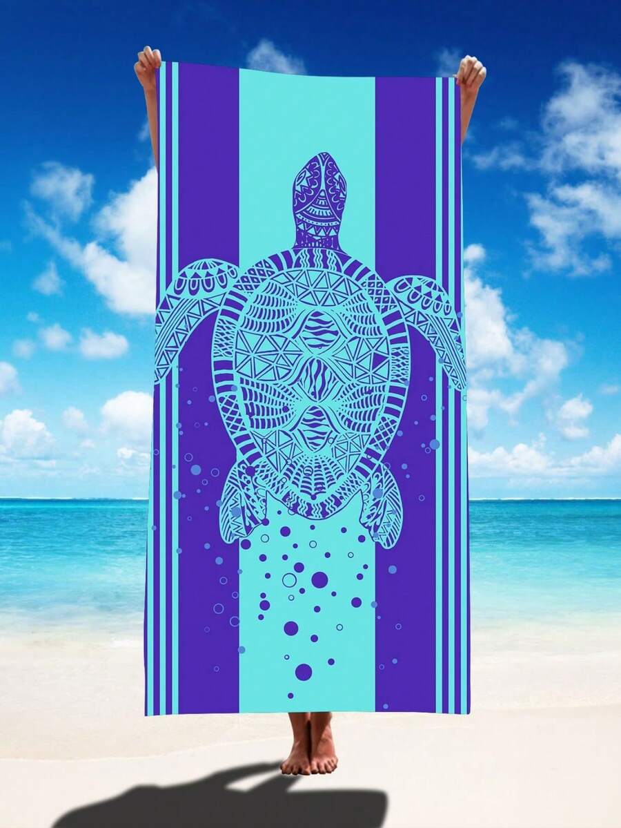 Sea Turtle Pattern Beach Towel. - Image Color - View 1