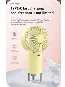 Mini Air Conditioner Handheld Spray Cooling Portable Fan Water Spray Mist Mini Fan Rechargeable 3 Gears For Outdoor Use Spring Gift Birthday Anniversary - Yellow - View 6