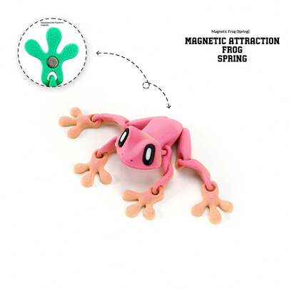 1个2026 3D打印磁性青蛙关节可动模型工艺品桌面装饰冰箱贴玩具，互动小玩意，送给朋友、家人、生日、派对、男孩女孩的绝佳礼物