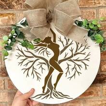 11.8x11.8 Inch Reusable Tree Of Life Silhouette & Female Silhouette Pattern Stencil, Suitable For Wall, Floor, T-Shirt, Fabric DIY Decoration - White - View 7