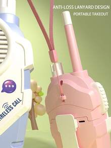 NEUSNEY 2pcs Electric Walkie Talkies Toy, Wireless Remote Outdoor Intercom Educational Interactive Game, Gift For Boys And Girls, Birthday Present (Random Accessories, Batteries Not Included) - Pink Purple - View 6