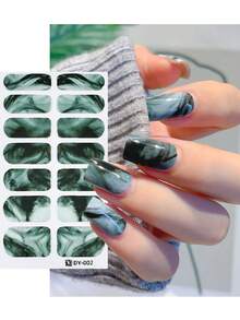 4pcs Tie Dye Nail Art Stickers, Marble Pattern Nail Decals For Women, Self-Adhesive Nail Stickers, Easy To Use Nail Supplies Nails - Multicolor - View 5